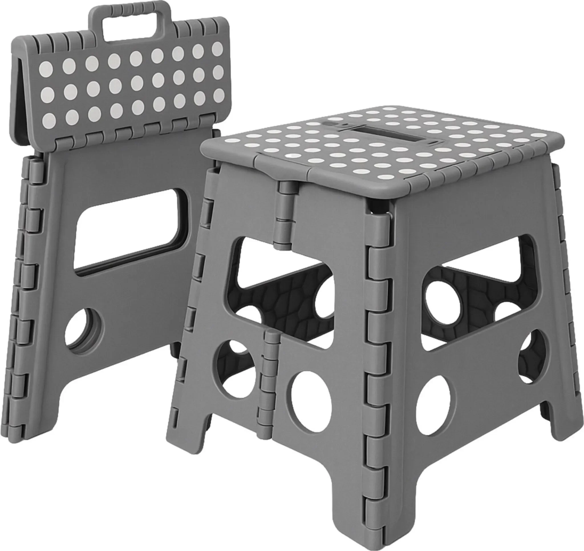 Klapphocker – Anti-Rutsch-Plattformstuhl • 150 kg Belastbarkeit • 32 cm Höhe (Grau)